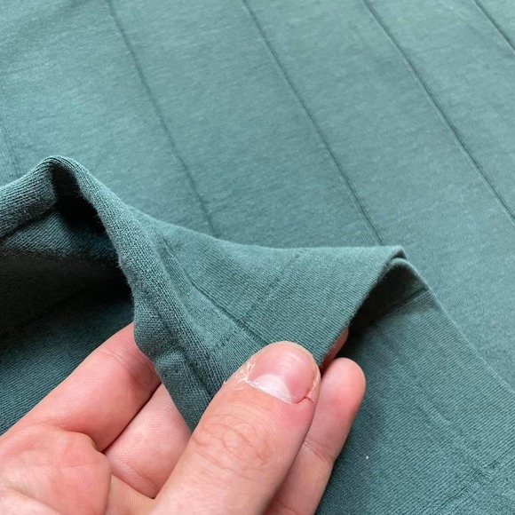 VTG 80s 90s Lands End direct merchants striped ribbed golf polo tshirt L USA grn - Picture 3 of 5